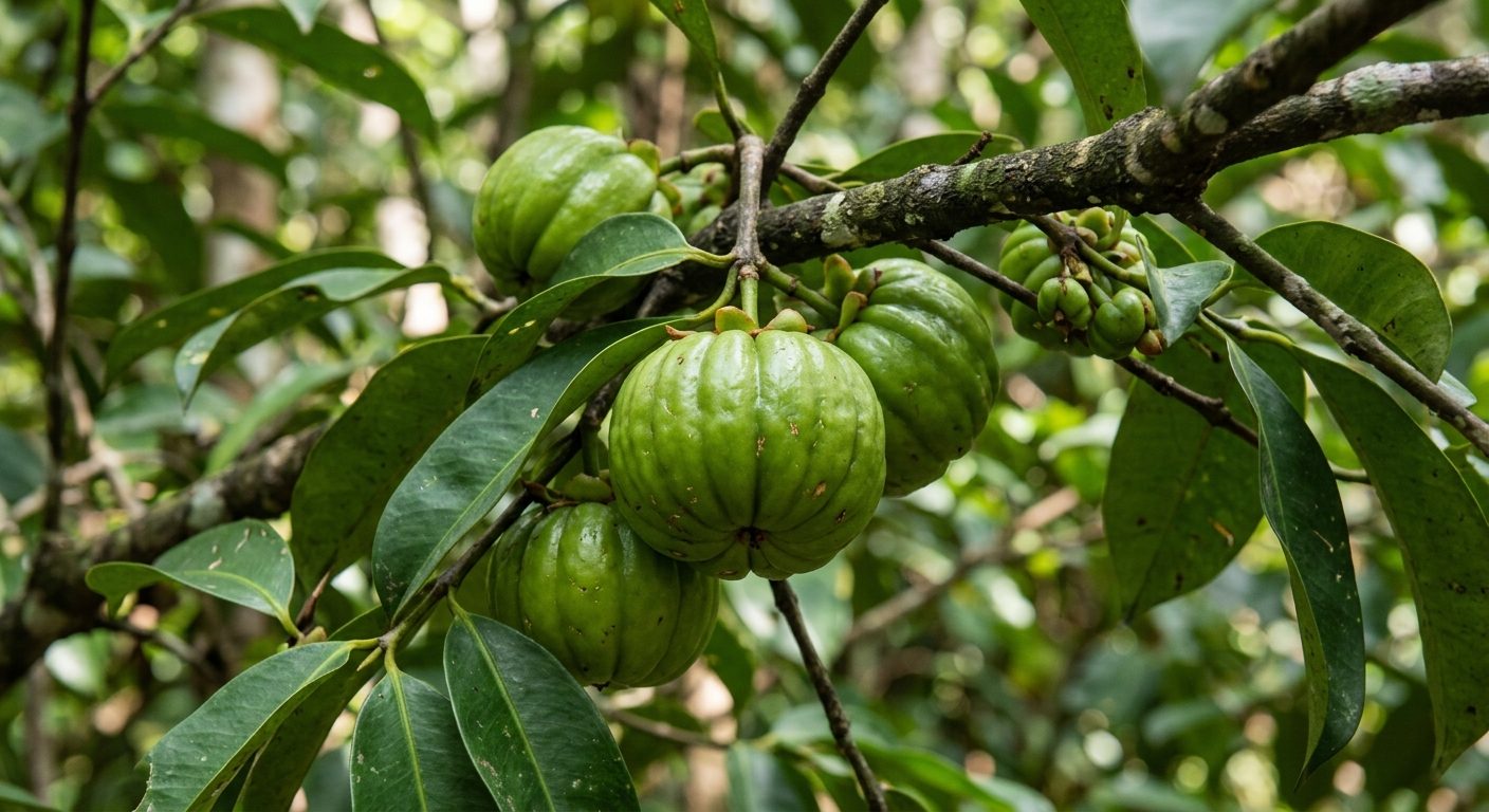 Garcinia cambogia frugt på gren – det eksotiske frugt der bruges i vægttabstilskud