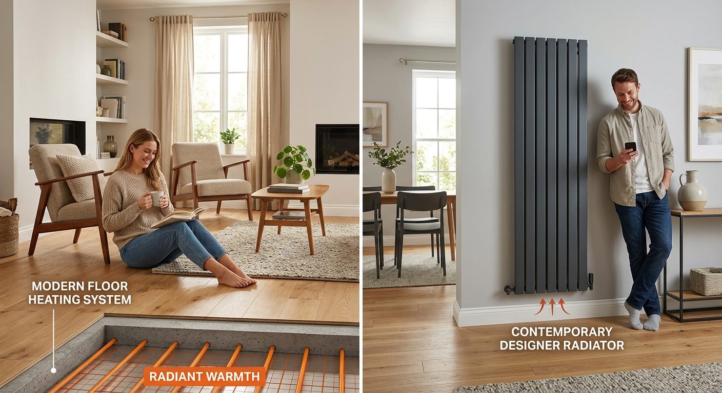 Sammenligning af gulvvarme og radiator som varmeopløsninger til hjemmet