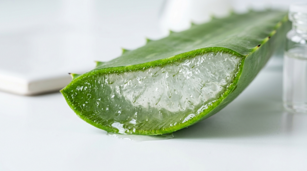 Close-up macro photography of aloe vera leaf cross-section s