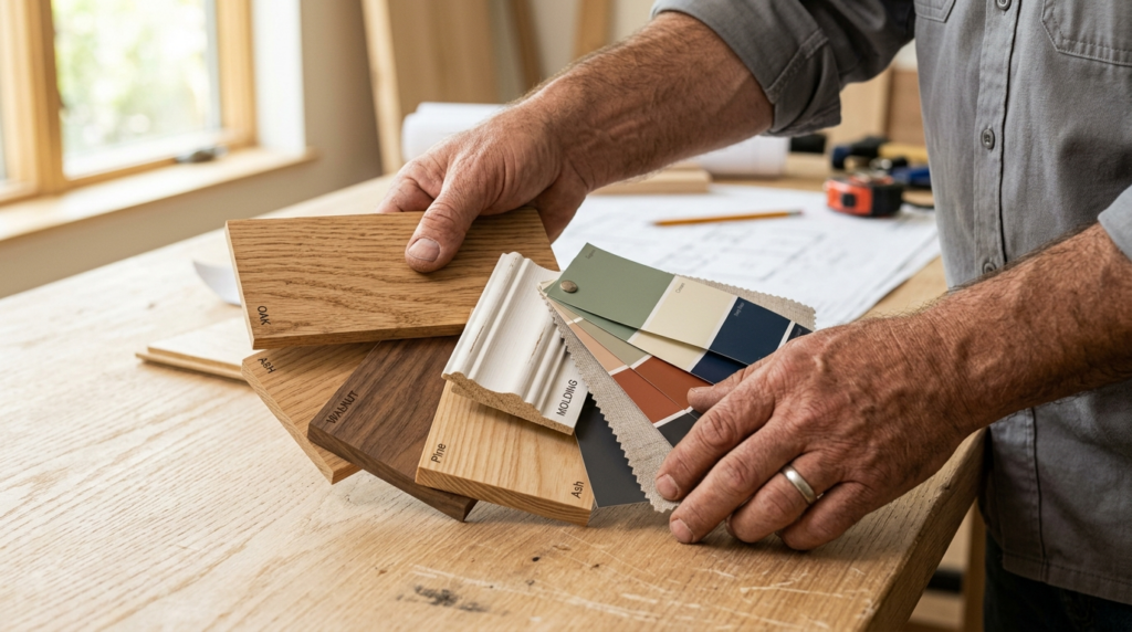 Close-up photorealistic image of a professional carpenters 